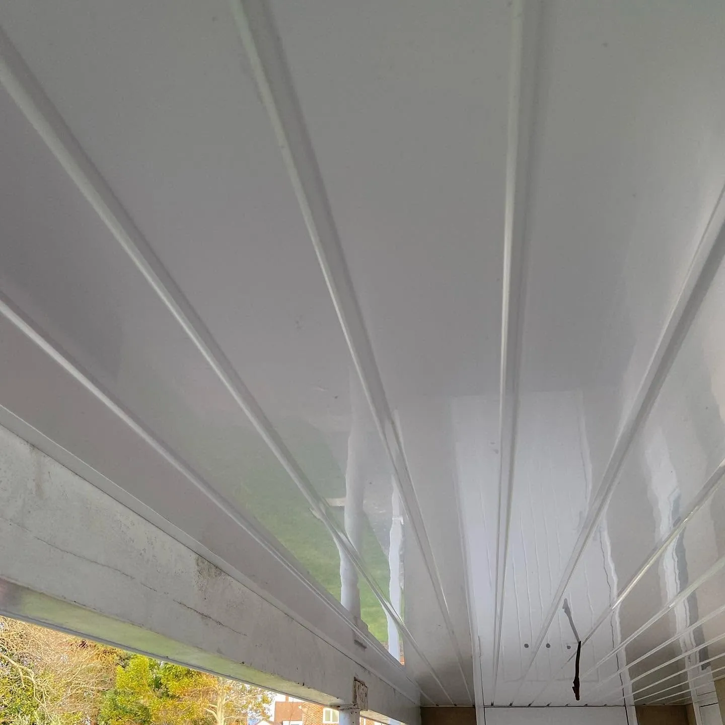 Veranda soffit finished in new white uPVC cladding (1)